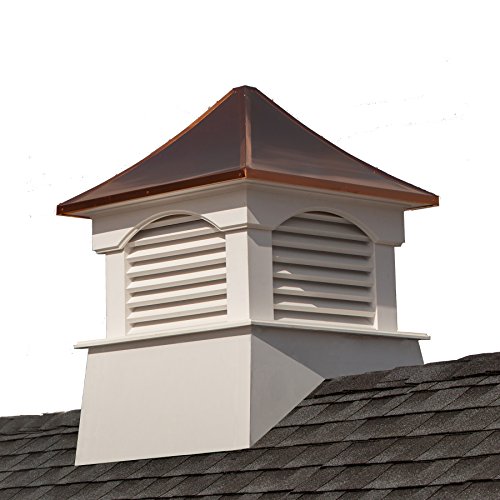 Good Directions Vinyl Coventry Louvered Cupola with Pure Copper Roof  Maintenance Free Solid Cellular PVC Vinyl 18 x 24 Quick Ship Reinforced Roof and Louvers Cupolas